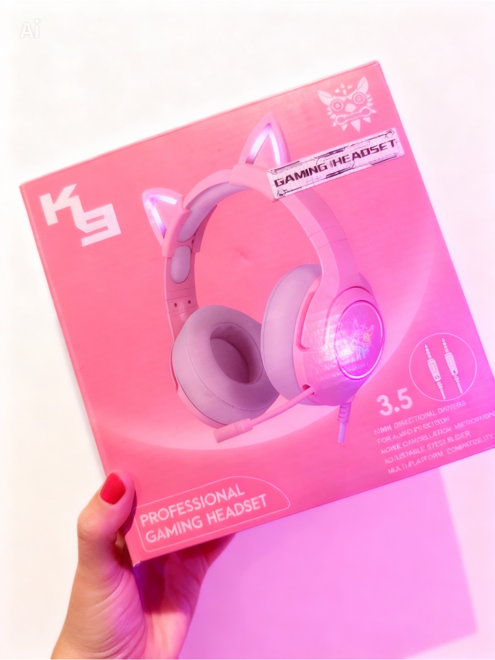 Pink Professional Gaming Headset - Pink Cat Ears